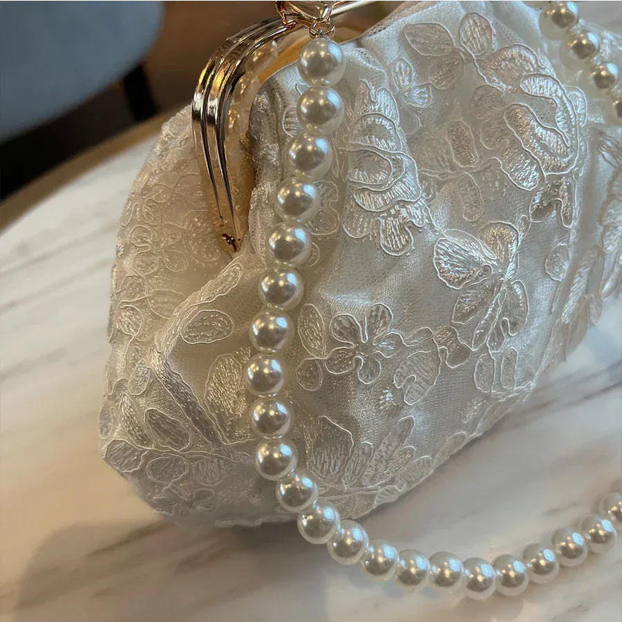 Celvera Tas Dames - Avondtasje met Parelketting en Kliksluiting | Chique