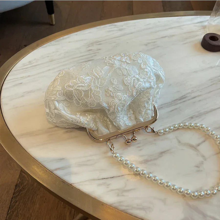 Celvera Tas Dames - Avondtasje met Parelketting en Kliksluiting | Chique