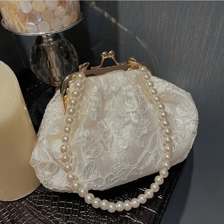 Celvera Tas Dames - Avondtasje met Parelketting en Kliksluiting | Chique