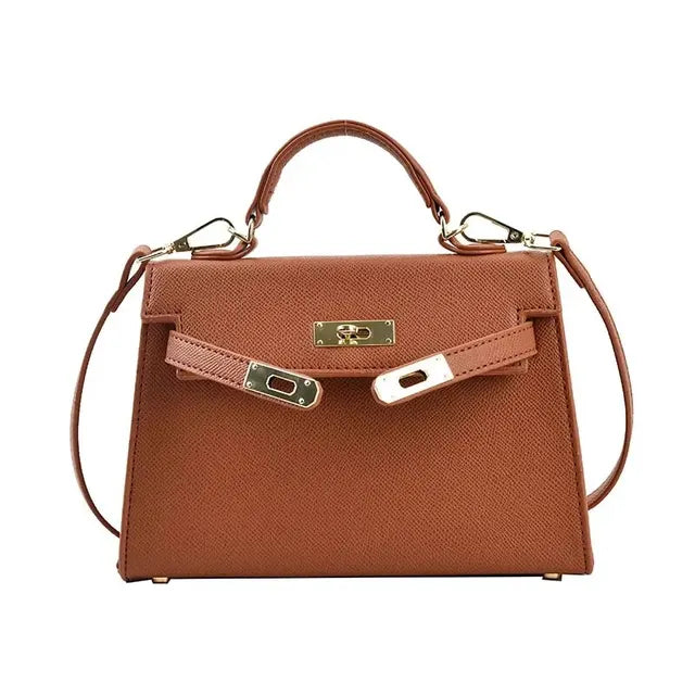 Celvera Tas Dames - Gestructureerde Handtas met Draaisluiting en Schouderband | Elegant