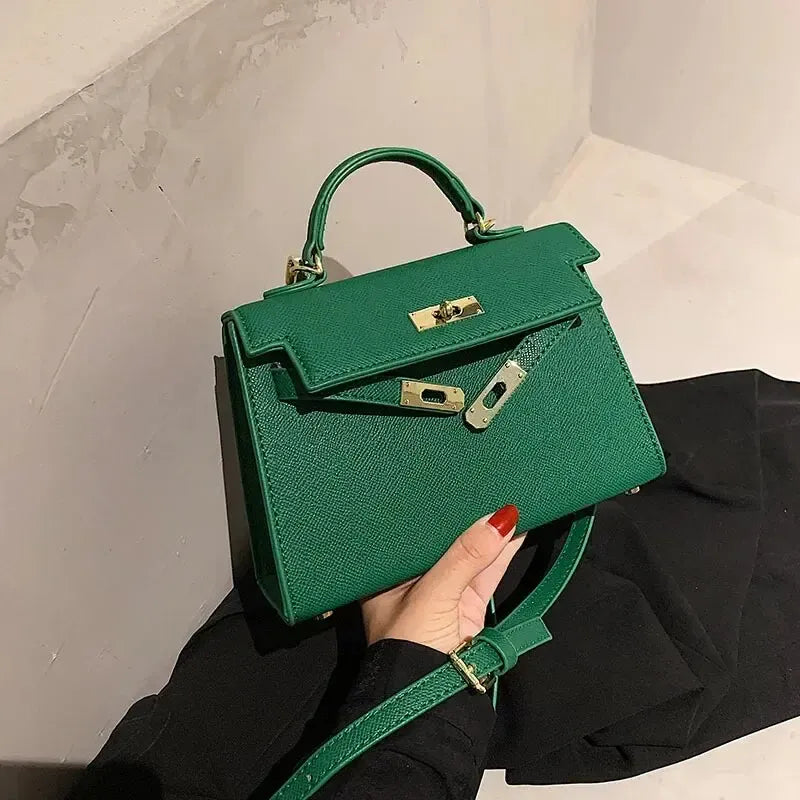 Celvera Tas Dames - Gestructureerde Handtas met Draaisluiting en Schouderband | Elegant