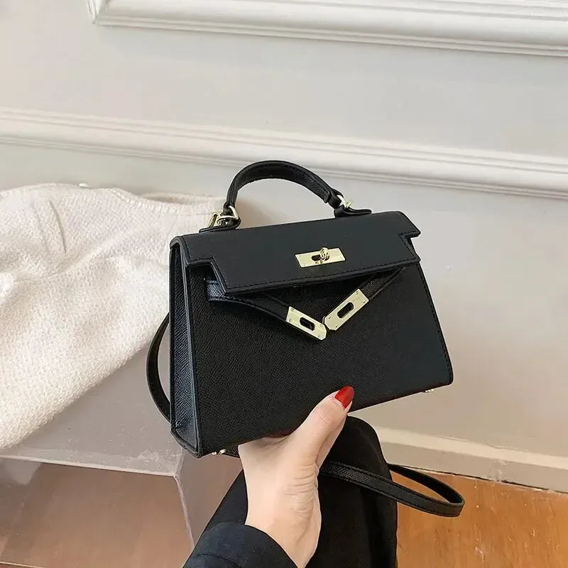 Celvera Tas Dames - Gestructureerde Handtas met Draaisluiting en Schouderband | Elegant