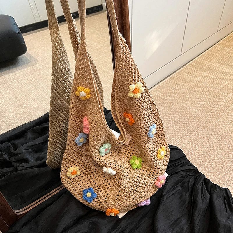 Celvera Tas Dames - Gehaakte Shopper met Bloemendetails | Zomer