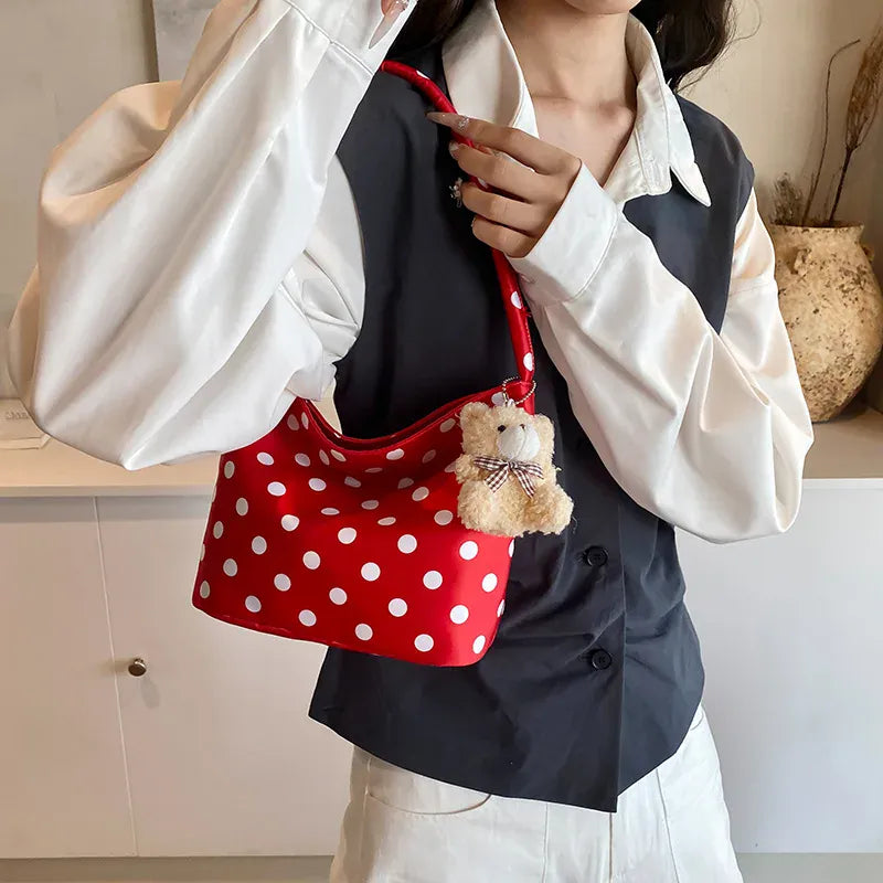 Celvera Tas Dames - Retro Schoudertas met Stippenprint | Klassiek