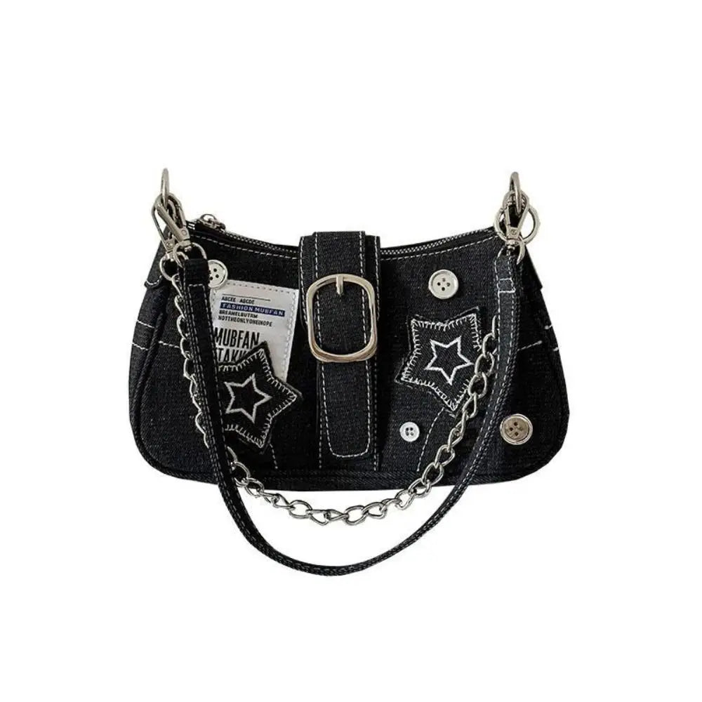 Celvera Tas Dames - Y2K Schoudertas met Sterren Ketting en Gesp | Stoer