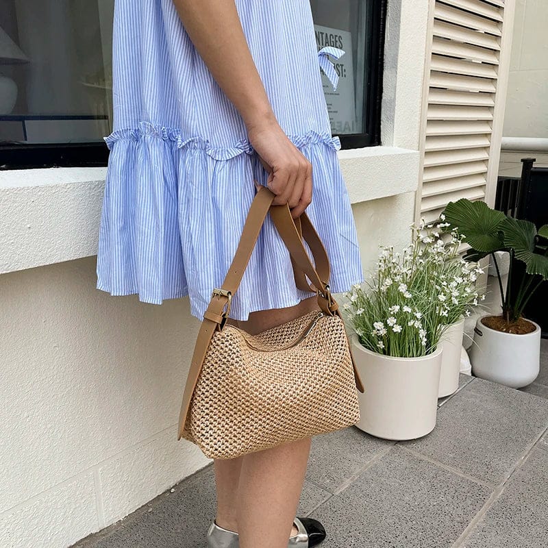 Celvera Tas Dames - Gevlochten Hobo Tas met Brede Schouderriem | Zomer