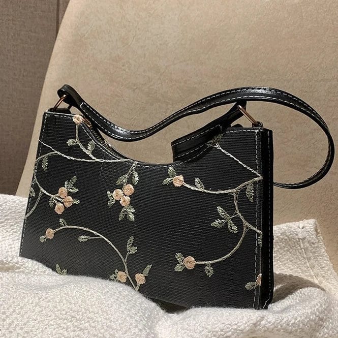 Celvera Tas Dames - Elegante Schoudertas met Bloemen Borduursel | Klassiek