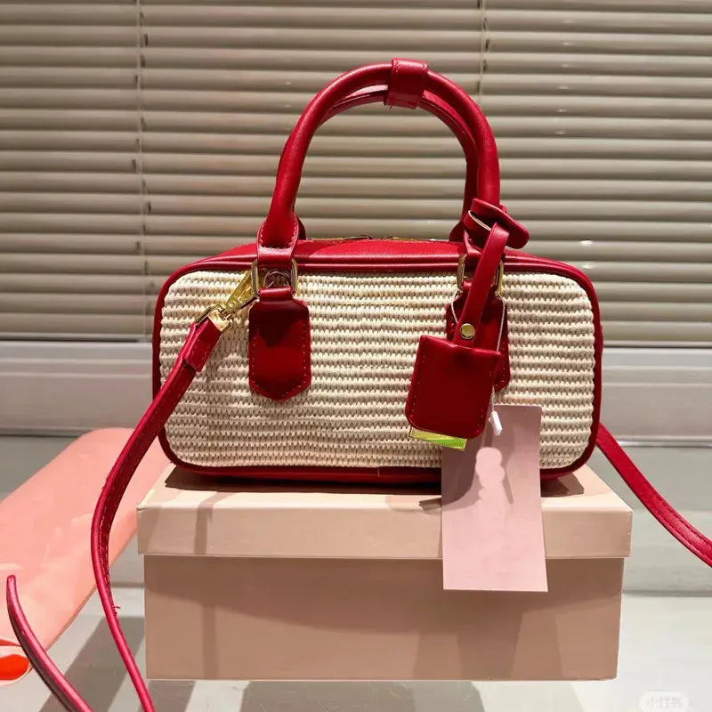 Celvera Tas Dames - Gevlochten Bowlingtas met Contrast Rand en Label | Zomer
