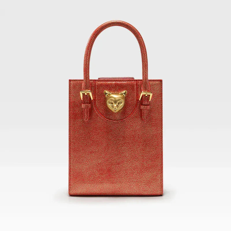 Celvera Handtas Dames - Mini Tote Bag met Gouden Kattenslot | Chique