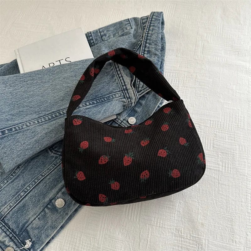 Celvera Tas Dames - Mini Schoudertas met Aardbeienprint en Structuur | Zomer
