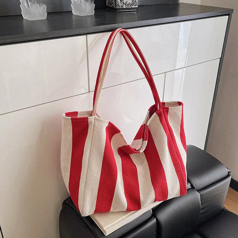 Celvera Tas Dames - Grote Tote Bag met Brede Strepen en Zachte Band | Casual