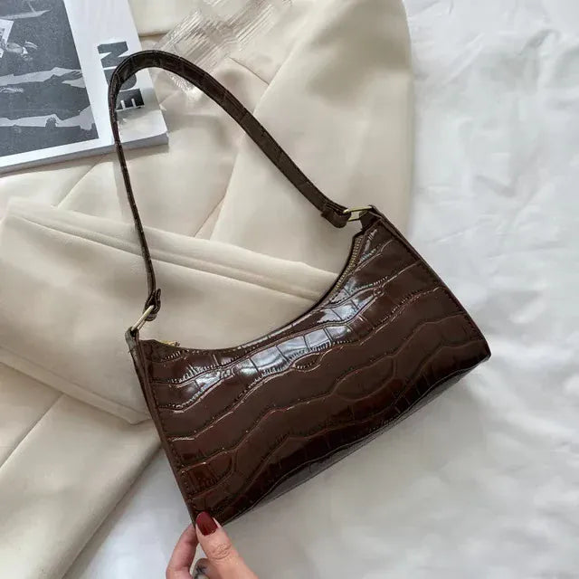 Celvera Schoudertas Dames - Halfmaan Tas met Krokodilprint en Rits | Chique