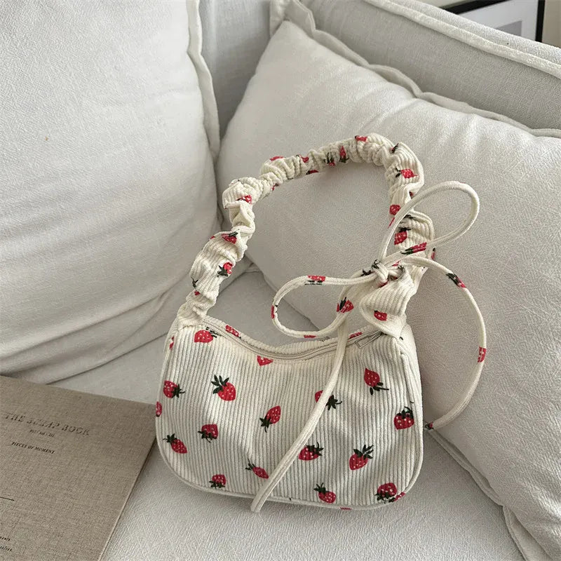 Celvera Tas Dames - Mini Hobo Tas met Aardbeienprint en Strikje | Zomer