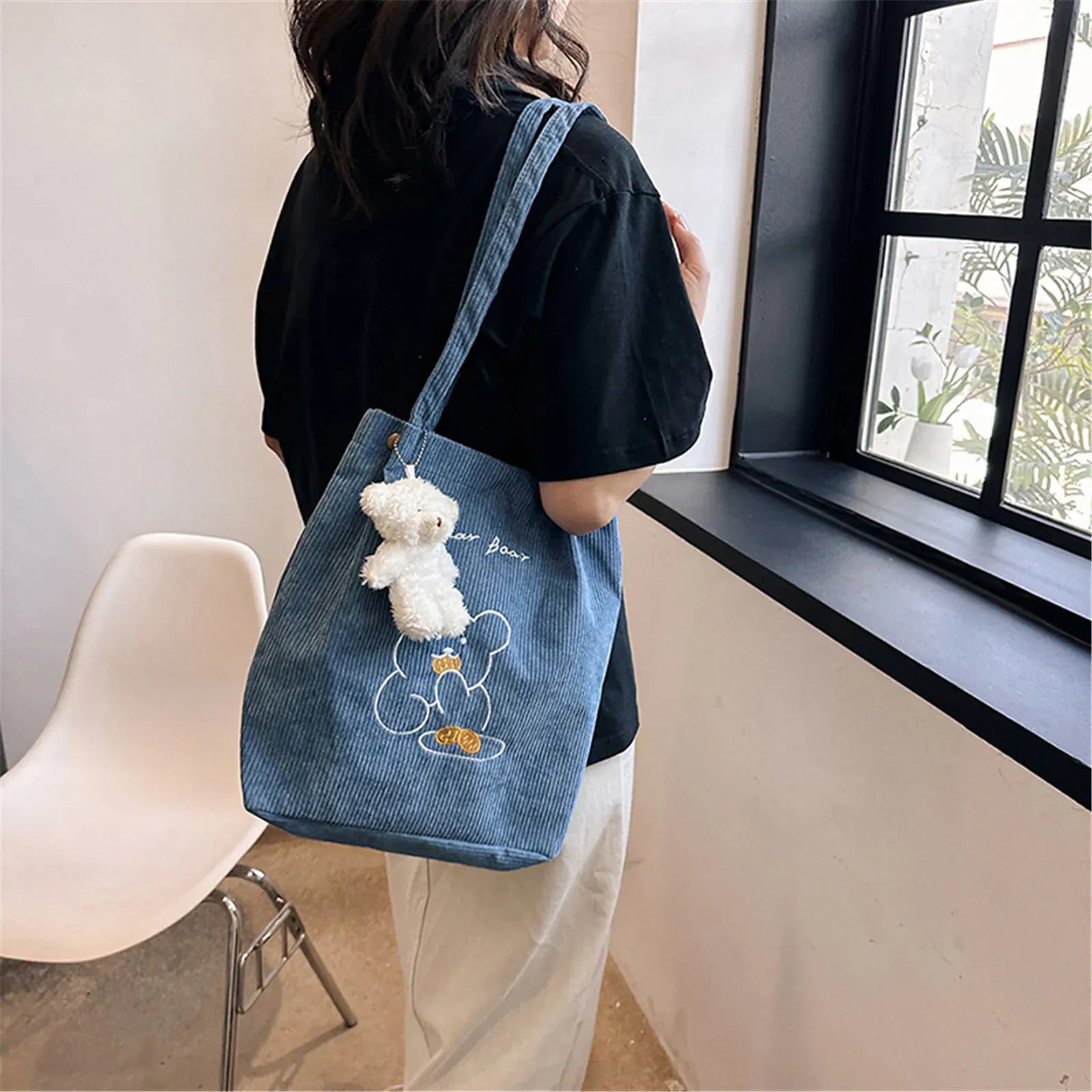 Celvera Tas Dames - Schoudertas met Beertje Applicatie | Casual