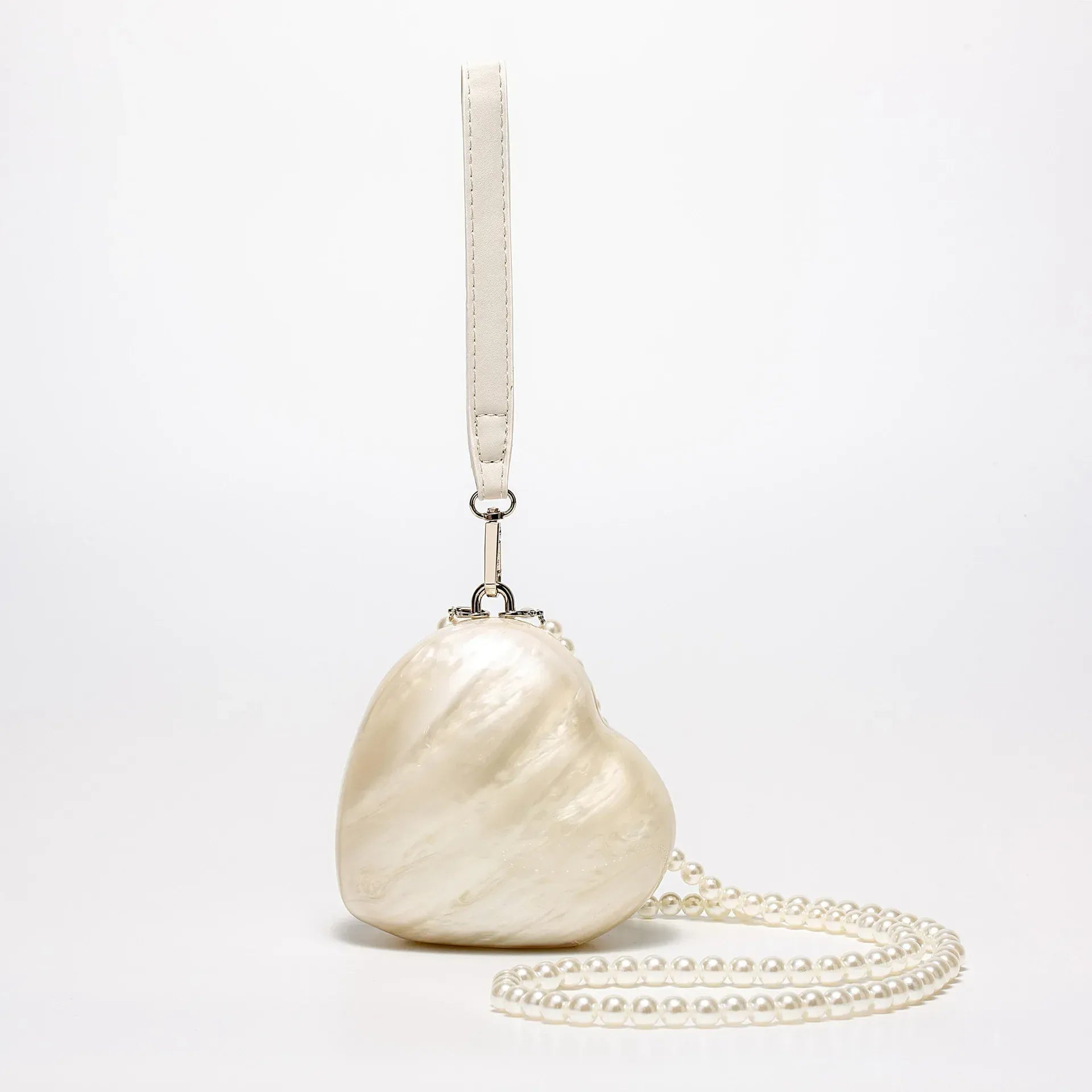 Celvera Tas Dames - Parelmoer Ei Clutch met Parelketting en Pols | Gala