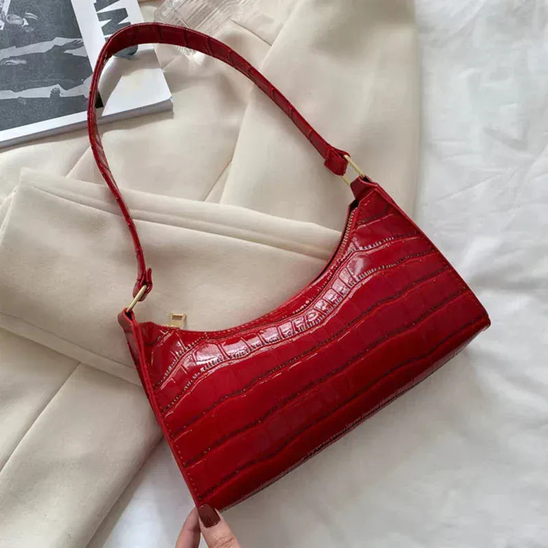 Celvera Schoudertas Dames - Halfmaan Tas met Krokodilprint en Rits | Chique