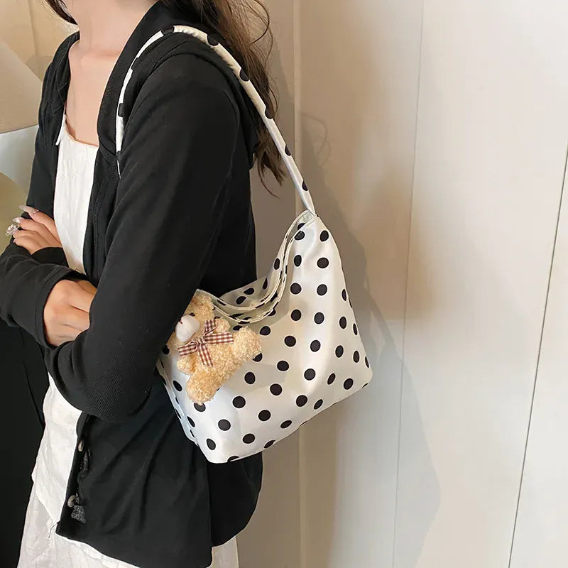 Celvera Tas Dames - Retro Schoudertas met Stippenprint | Klassiek