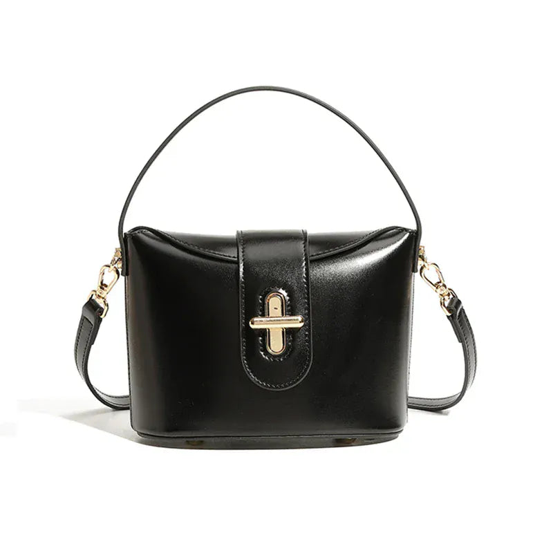 Celvera Tas Dames - Compacte Handtas met Gouden Draaislot en Flap | Chique
