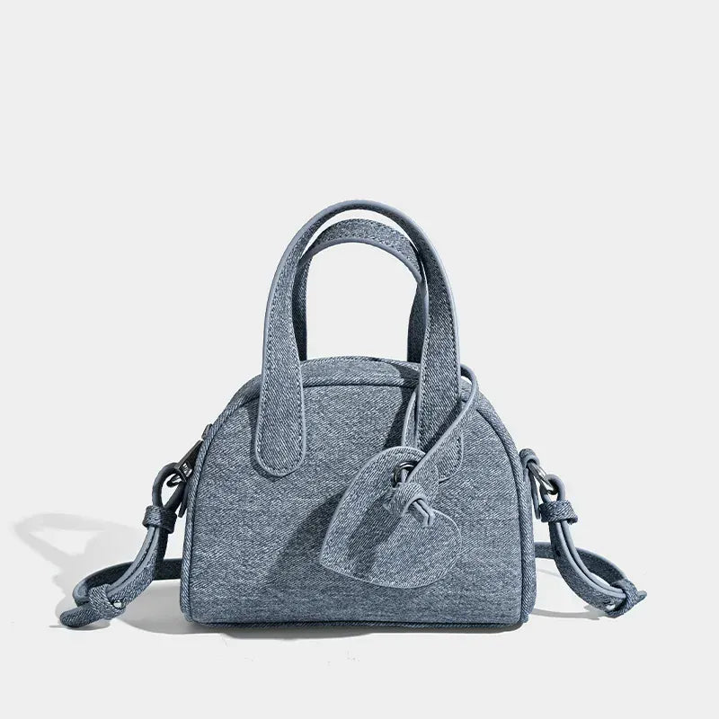 Celvera Tas Dames - Mini Bowlingtas met Hart Bedeltje en Knoopjes | Casual