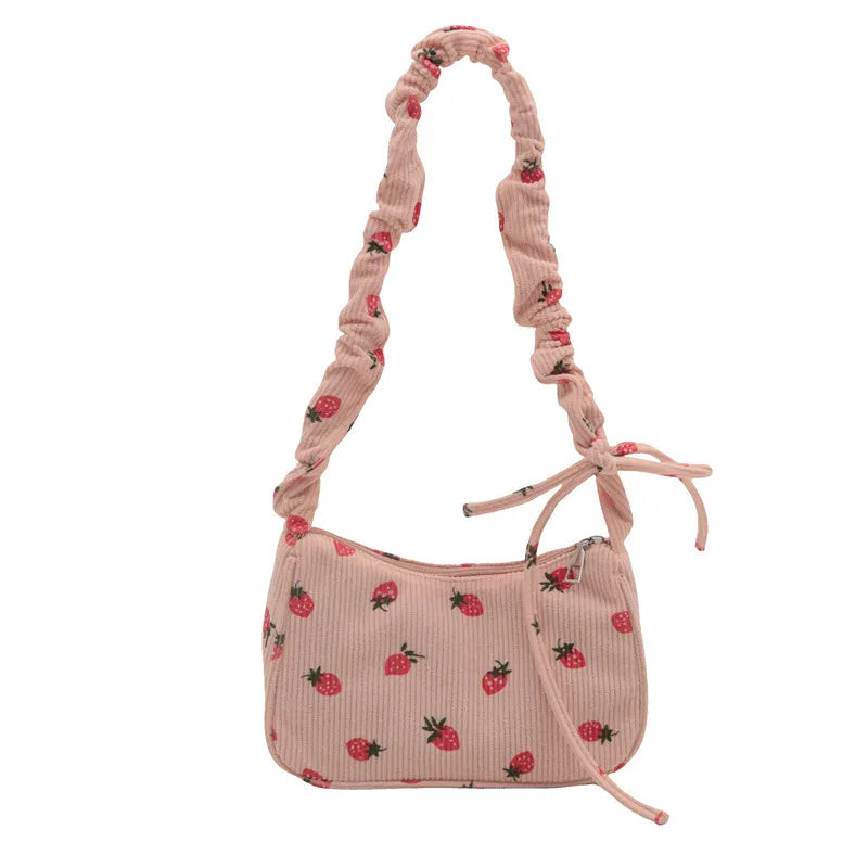 Celvera Tas Dames - Mini Hobo Tas met Aardbeienprint en Strikje | Zomer
