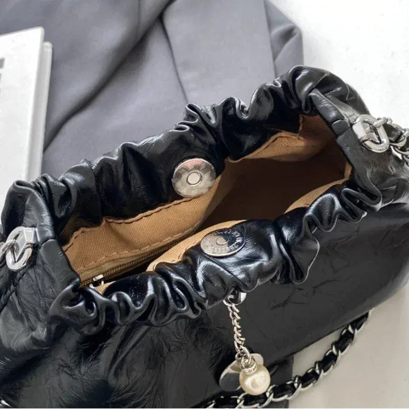 Celvera Tas Dames - Glanzende Crossbody met Gerimpeld Design | Chique