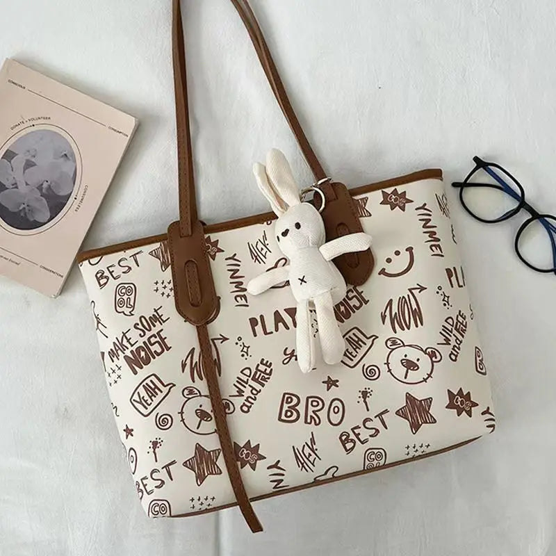 Celvera Tas Dames - Ruime Shopper met Graffiti Print en Hanger | Casual