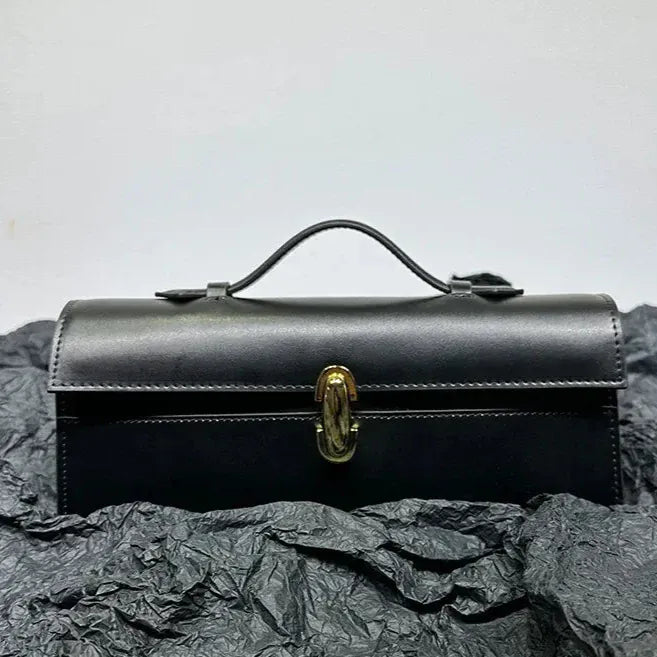 Celvera Tas Dames - Langwerpige Clutch met Gouden Sluiting en Handvat | Chique