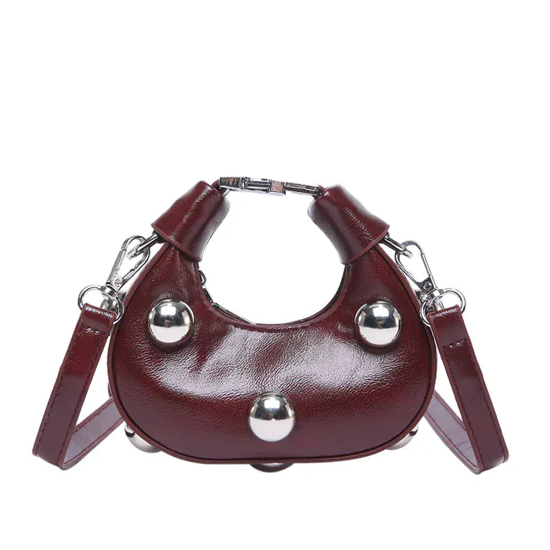 Celvera Tas Dames - Mini Crossbody met Zilveren Bolstuds en Ring | Stoer