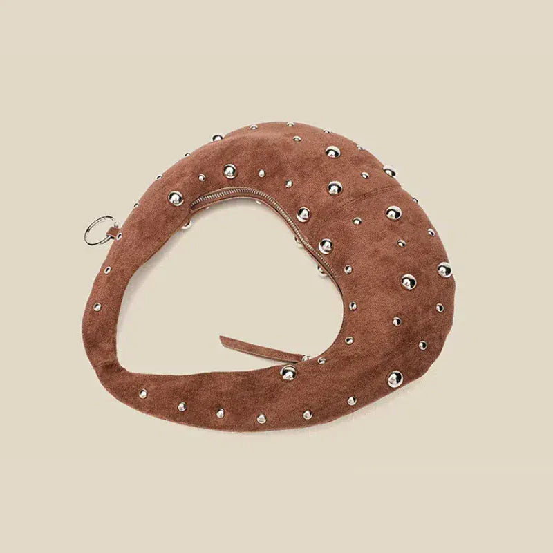 Celvera Tas Dames - Halfmaan Schoudertas met Zilveren Studs | Stoer