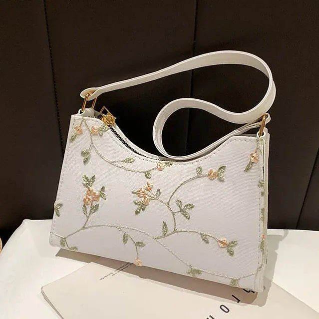 Celvera Tas Dames - Elegante Schoudertas met Bloemen Borduursel | Klassiek