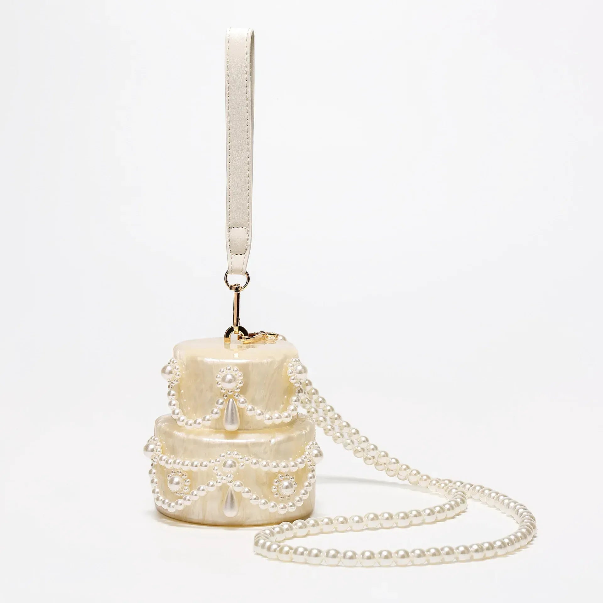 Celvera Tas Dames - Parelmoer Ei Clutch met Parelketting en Pols | Gala