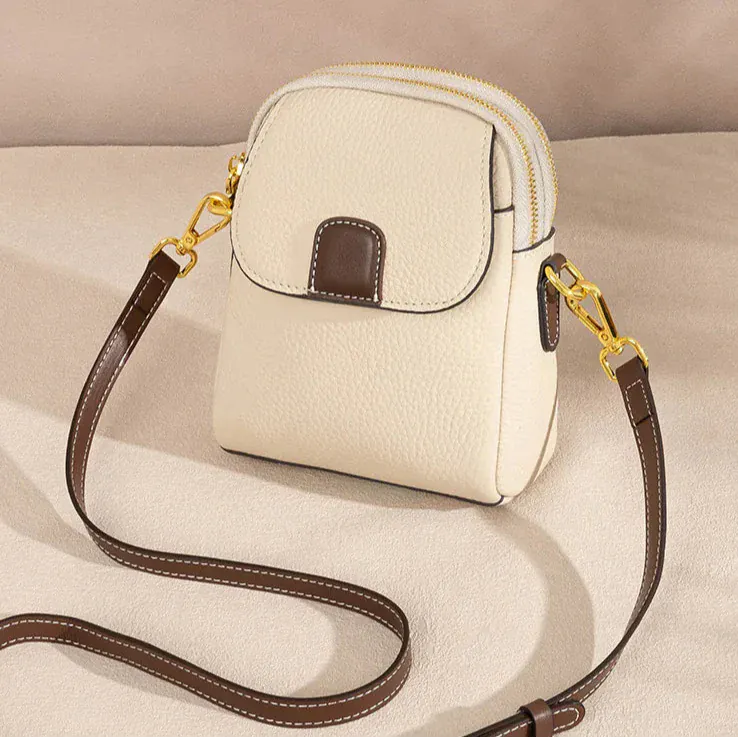 Celvera Crossbody Tas Dames - Compacte Mini Tas met Dubbele Rits | Goudkleurig