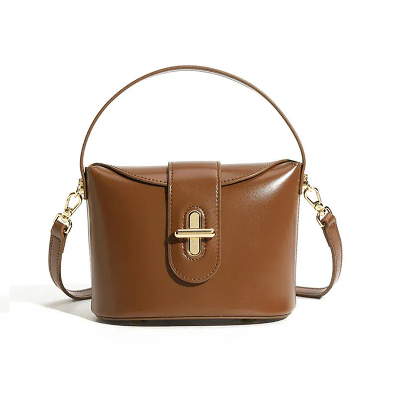 Celvera Tas Dames - Compacte Handtas met Gouden Draaislot en Flap | Chique