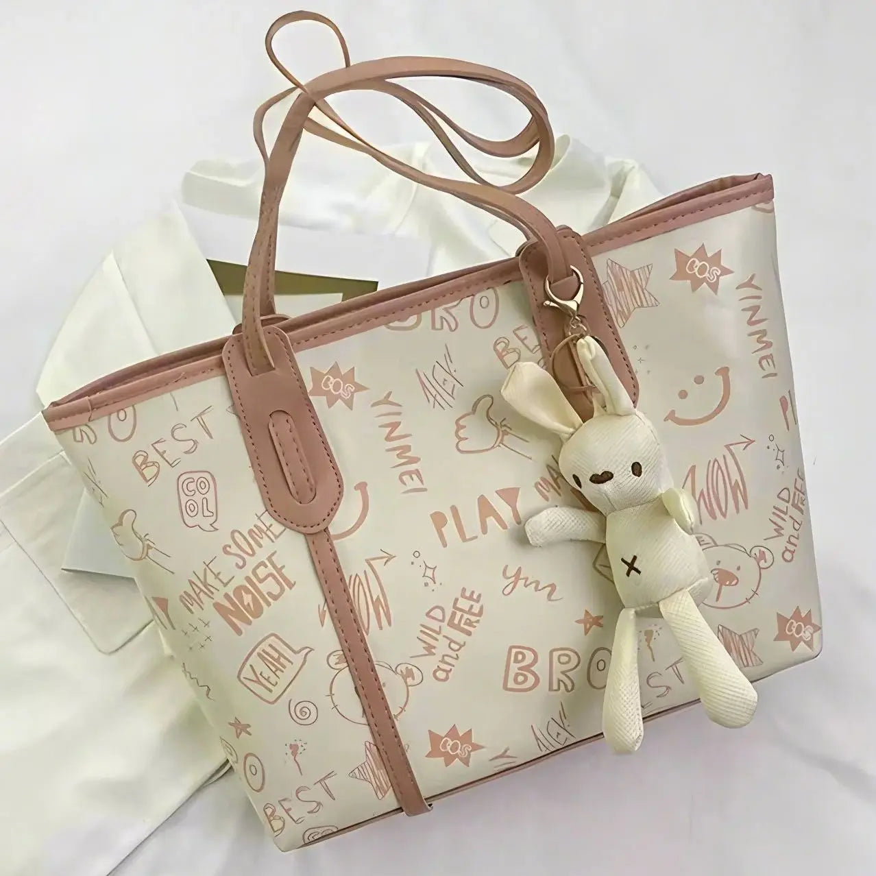 Celvera Tas Dames - Ruime Shopper met Graffiti Print en Hanger | Casual