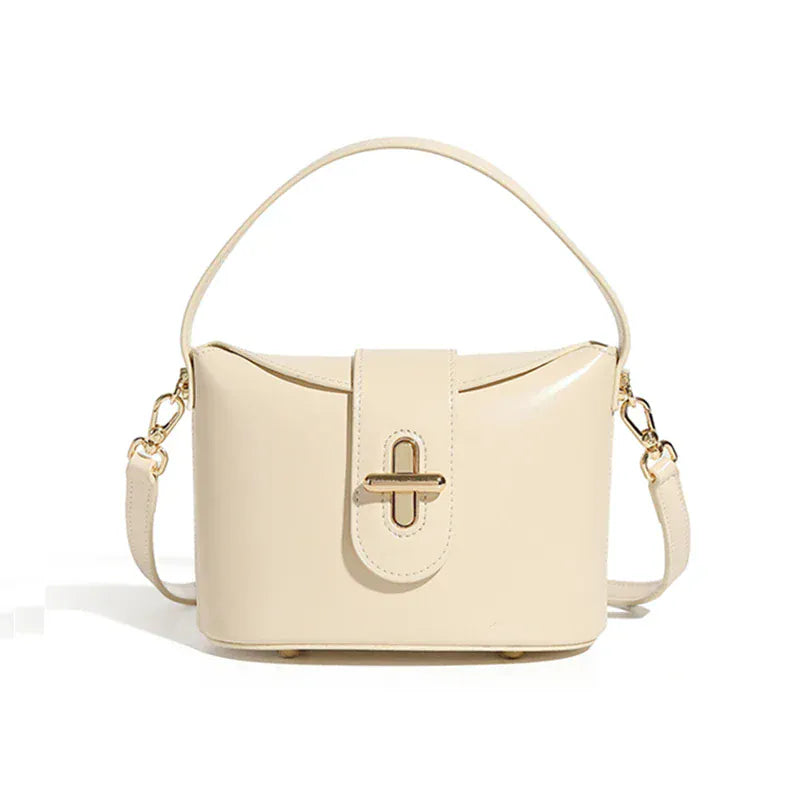 Celvera Tas Dames - Compacte Handtas met Gouden Draaislot en Flap | Chique