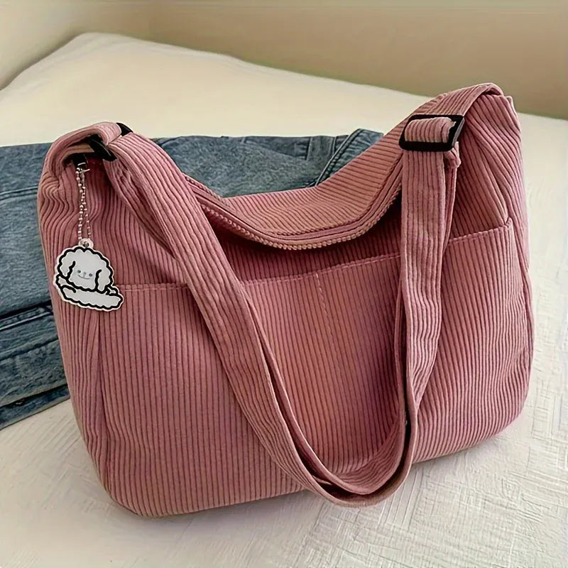 Celvera Tas Dames - Ruime Schoudertas met Ribbel en Bedeltje | Casual