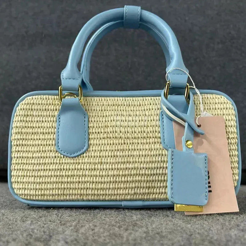 Celvera Tas Dames - Gevlochten Bowlingtas met Contrast Rand en Label | Zomer