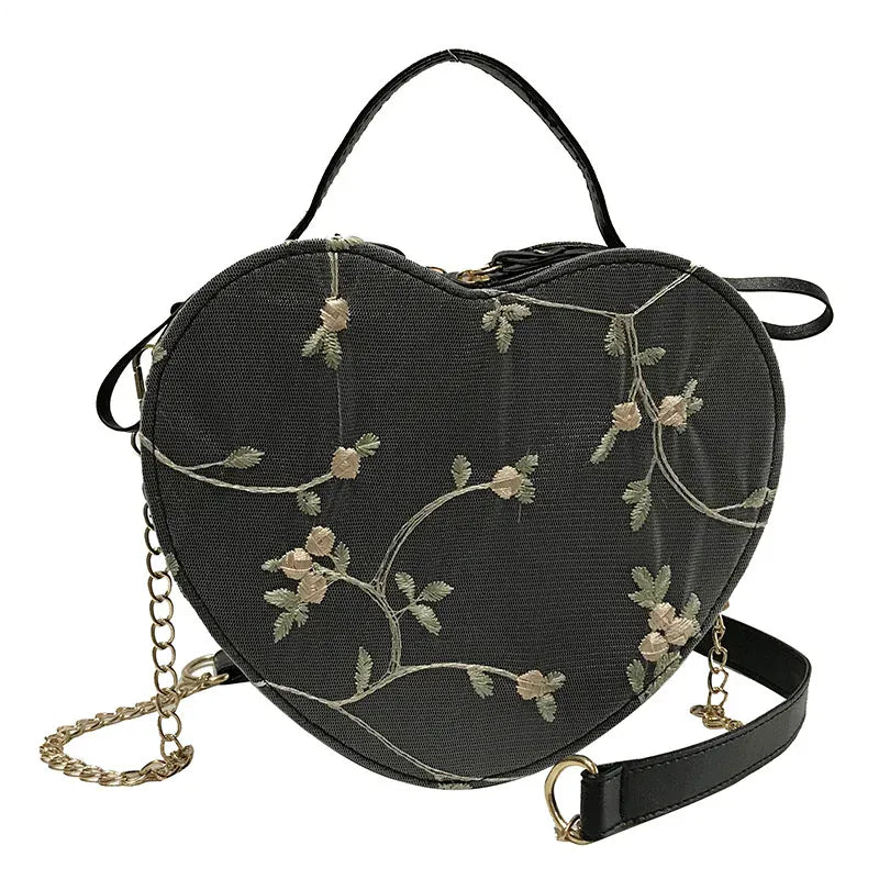 Celvera Tas Dames - Ronde Crossbody met Bloemen Borduursel | Zomer