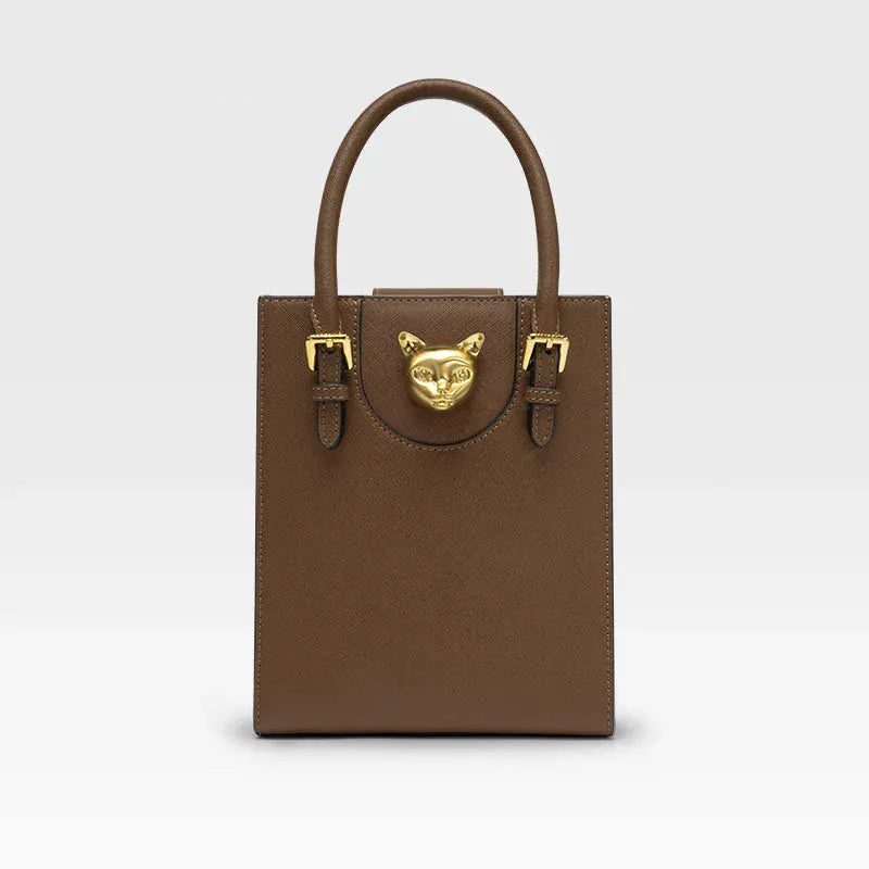 Celvera Handtas Dames - Mini Tote Bag met Gouden Kattenslot | Chique