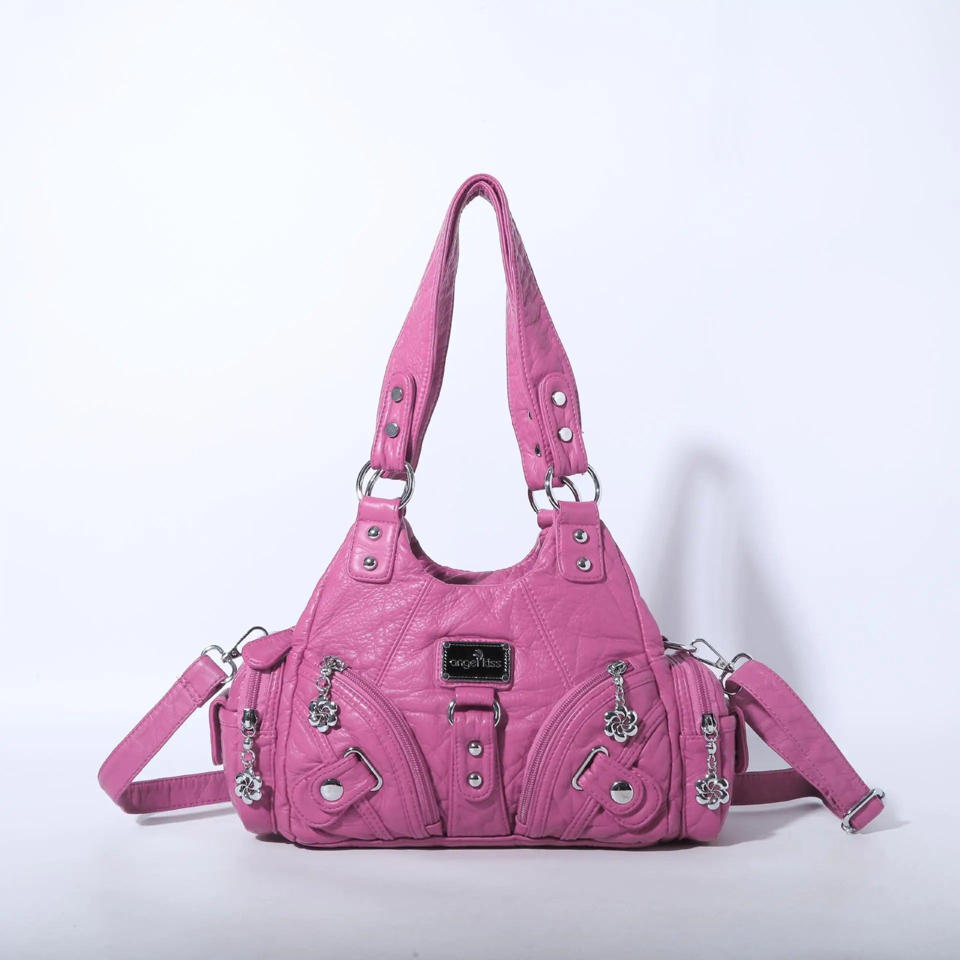 Tas Dames - Schoudertas met Dierenprint en Zilveren Hardware | Casual