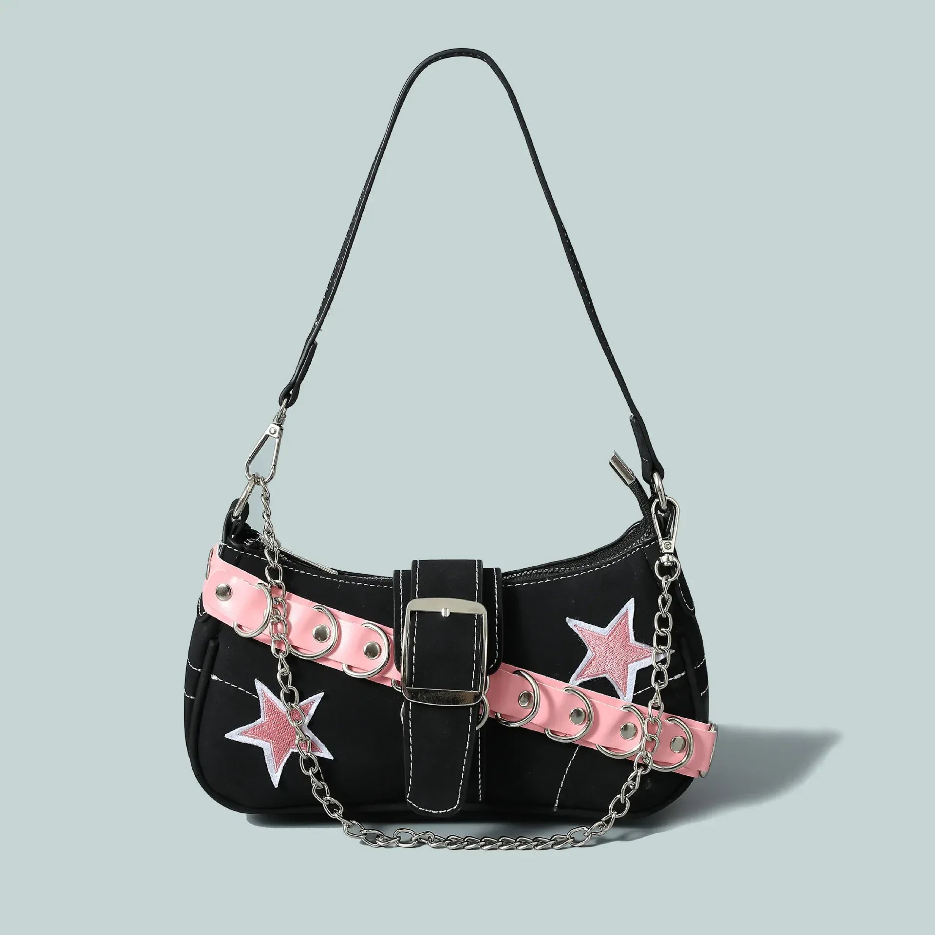 Celvera Tas Dames - Hobo Schoudertas met Sterren en Ketting | Stoer
