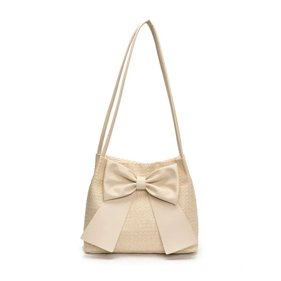 Celvera Tas Dames - Gevlochten Shopper met Oversized Strik | Zomer