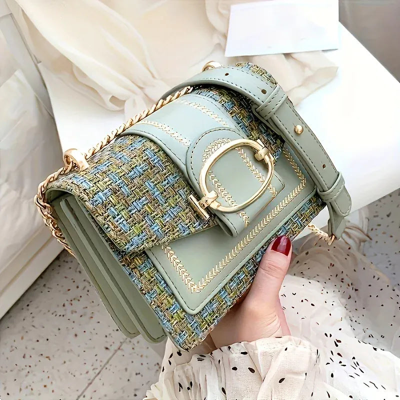 Celvera Tas Dames - Flap Tas met Contrast Band en Gouden Ring | Klassiek