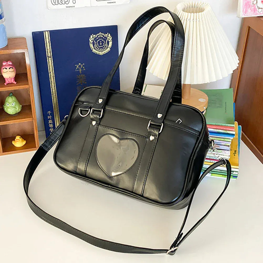 Celvera Tas Dames - Rechthoekige Schoudertas met Hart Detail | Kawaii