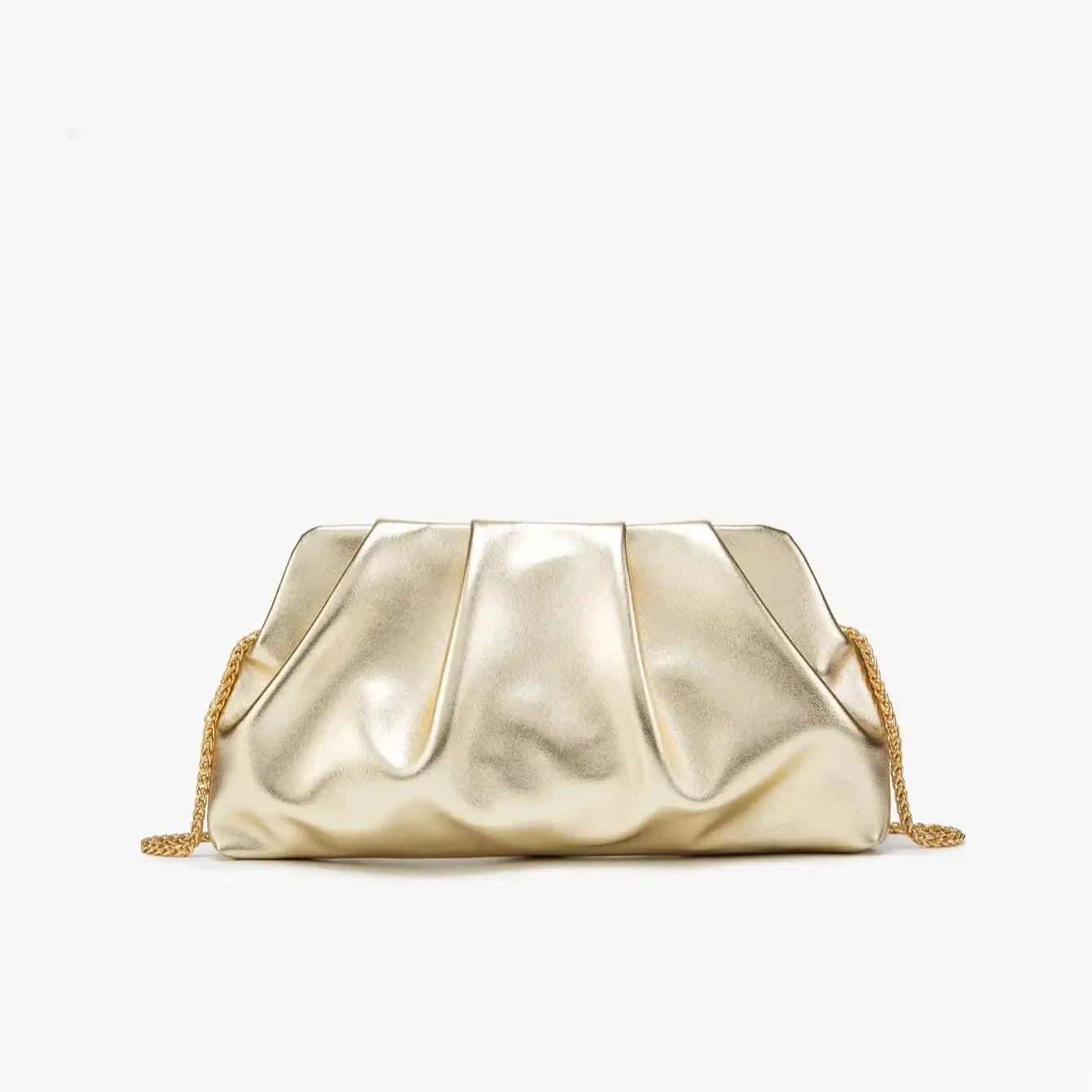 Celvera Tas Dames - Geplooide Clutch met Gouden Ketting | Chique