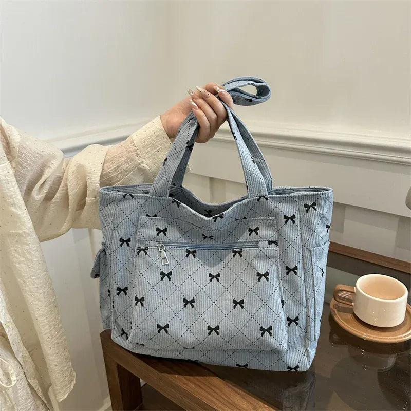Celvera Shopper Dames - Gewatteerde Tote Bag met Strikjesprint | Casual