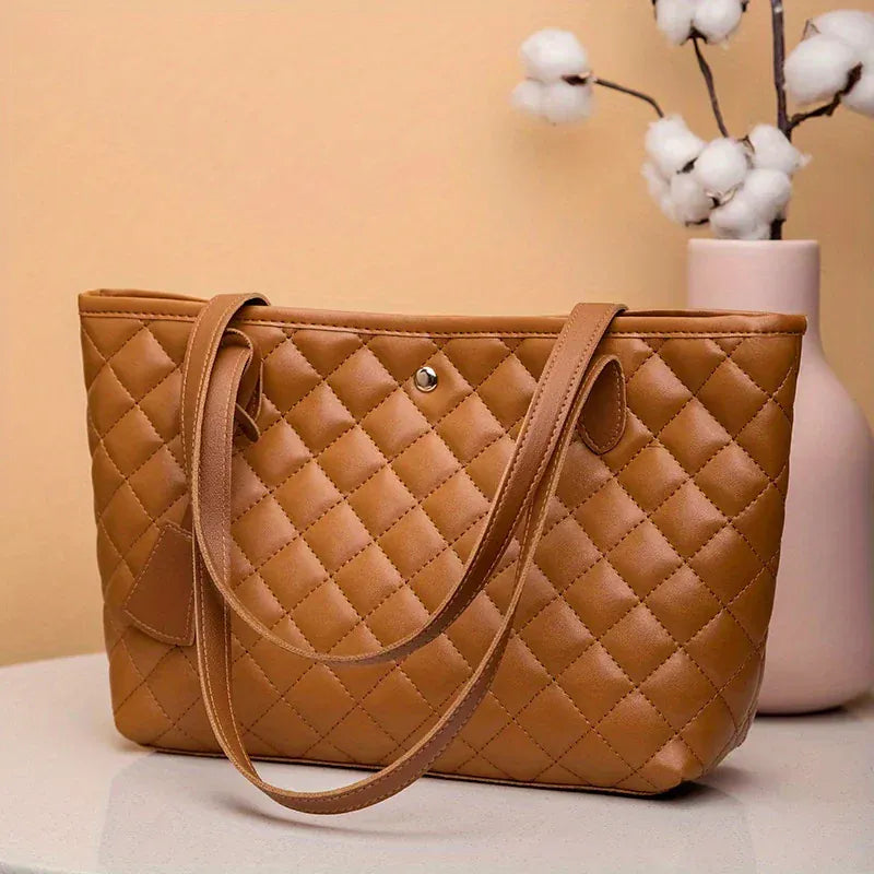 Celvera Tas Dames - Ruime Gewatteerde Shopper met Gouden Knoop | Chique