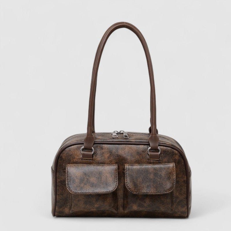 Celvera Schoudertas van Vegan Leer met Klepzakken Vintage Look