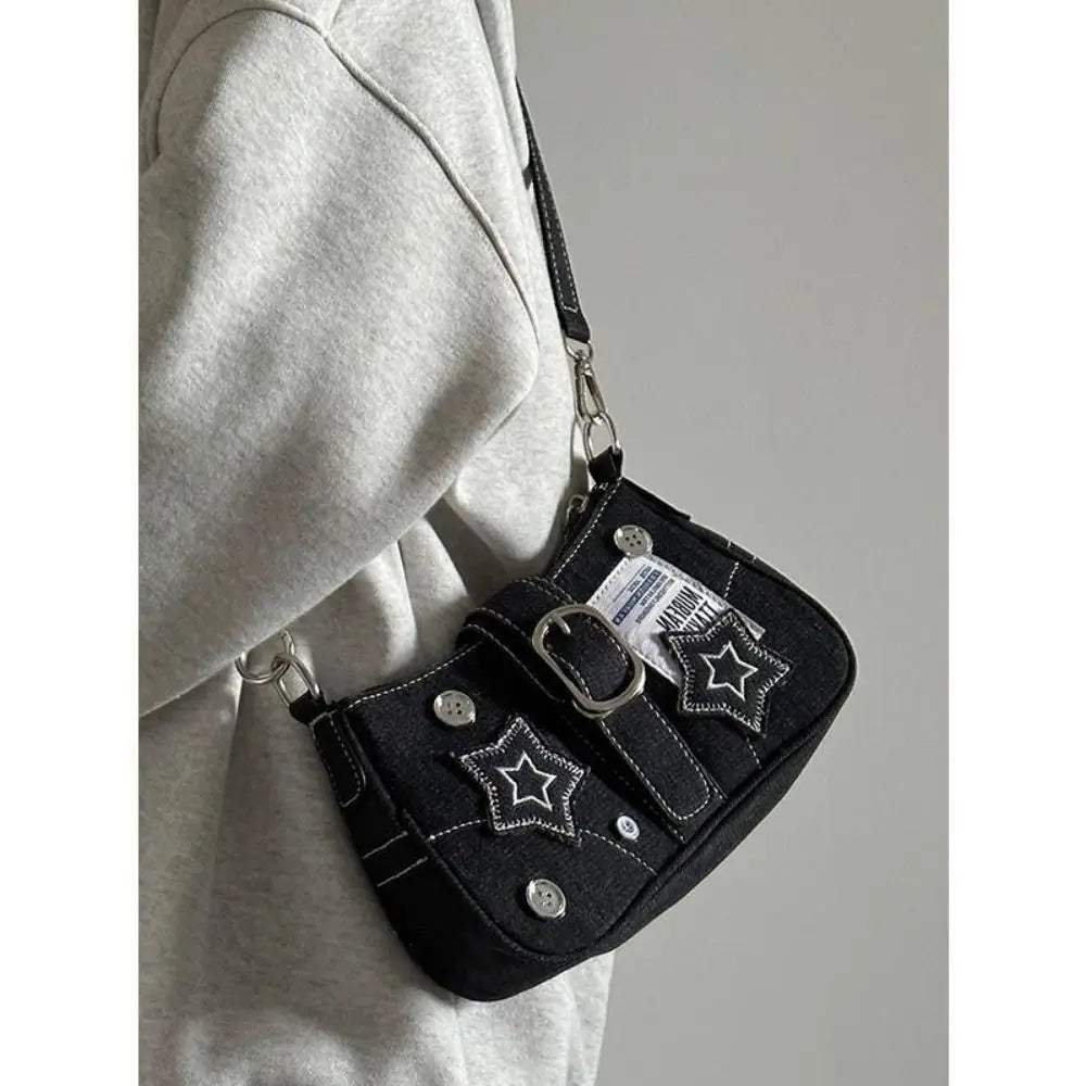 Celvera Tas Dames - Y2K Schoudertas met Sterren Ketting en Gesp | Stoer