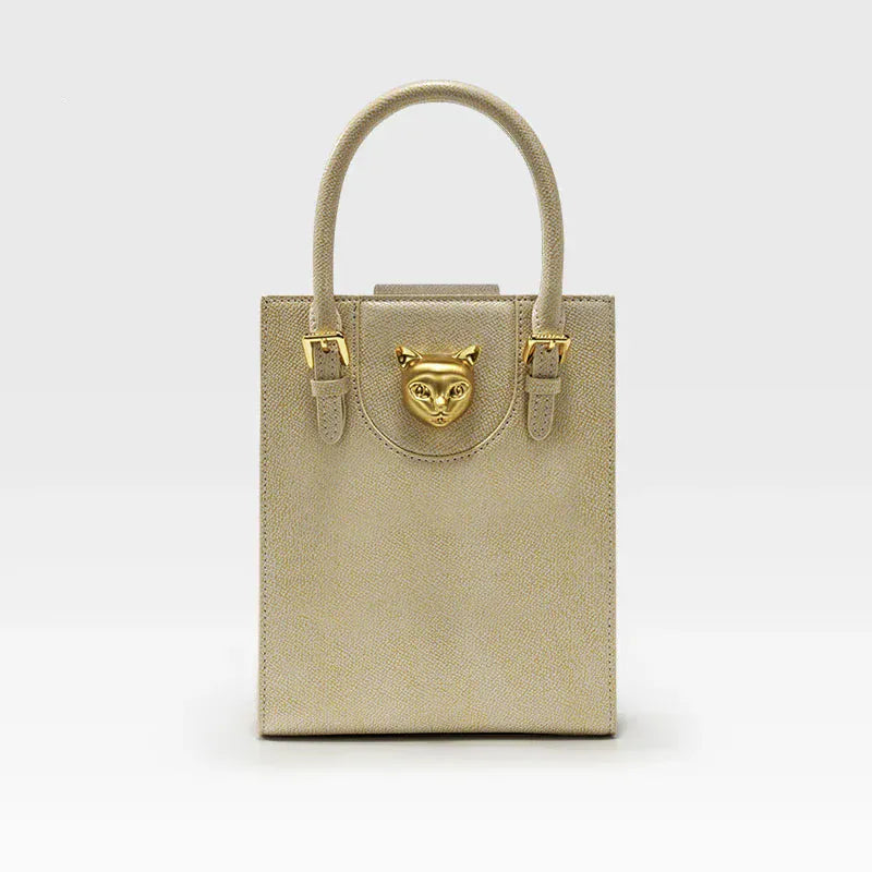 Celvera Handtas Dames - Mini Tote Bag met Gouden Kattenslot | Chique